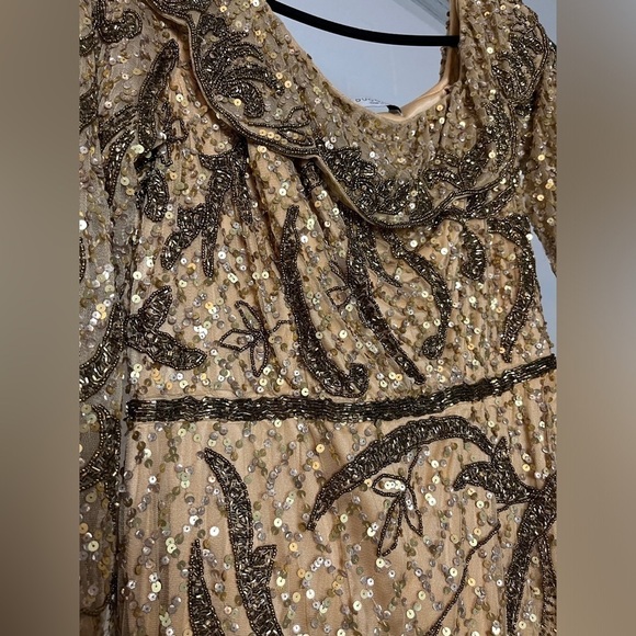 Mac Duggal 5639 Embellished One Shoulder Long Sleeve Faux Wrap Gown - Picture 11 of 16